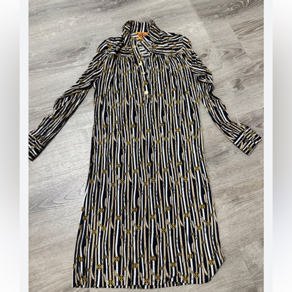 Tory Burch Black and Gold Silk Dress